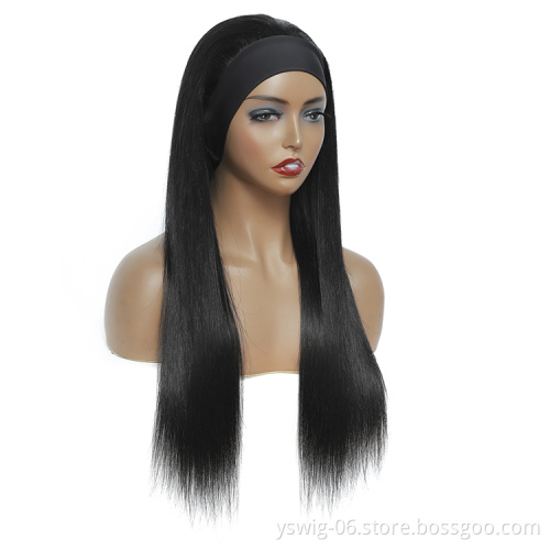 Wholesale Price Headband Wigs Human Hair, Silky Straight Hair Wig with Headband, Headband Wigs for Black Women